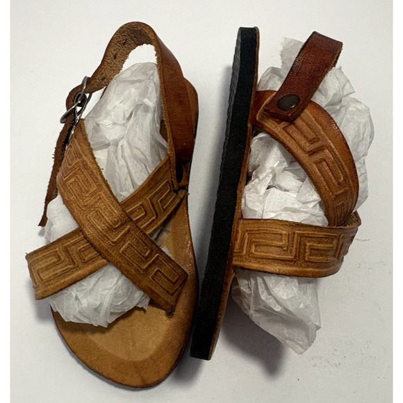 Baja Hand Crafted Genuine Leather Artisanal Sandals Little Kids Mexico 2 Brown - Picture 1 of 6